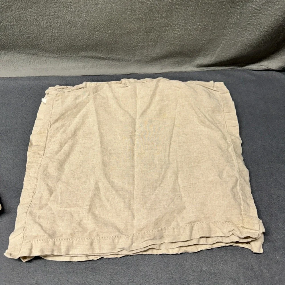 Pottery Barn Linen Napkins Set of‎ 4 Hemstitch Flax Tan Table Linens 20